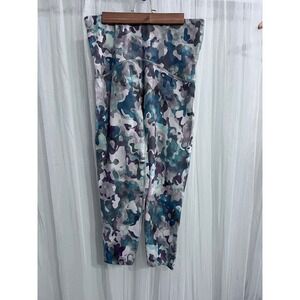 Spanx by Sara Blakely Women XL Camo High Waisted Ankle Leggings Teal Purple Grey